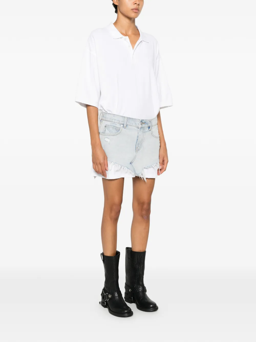 Alexander Wang Gelaagde mini-jurk met denim vlak Wit
