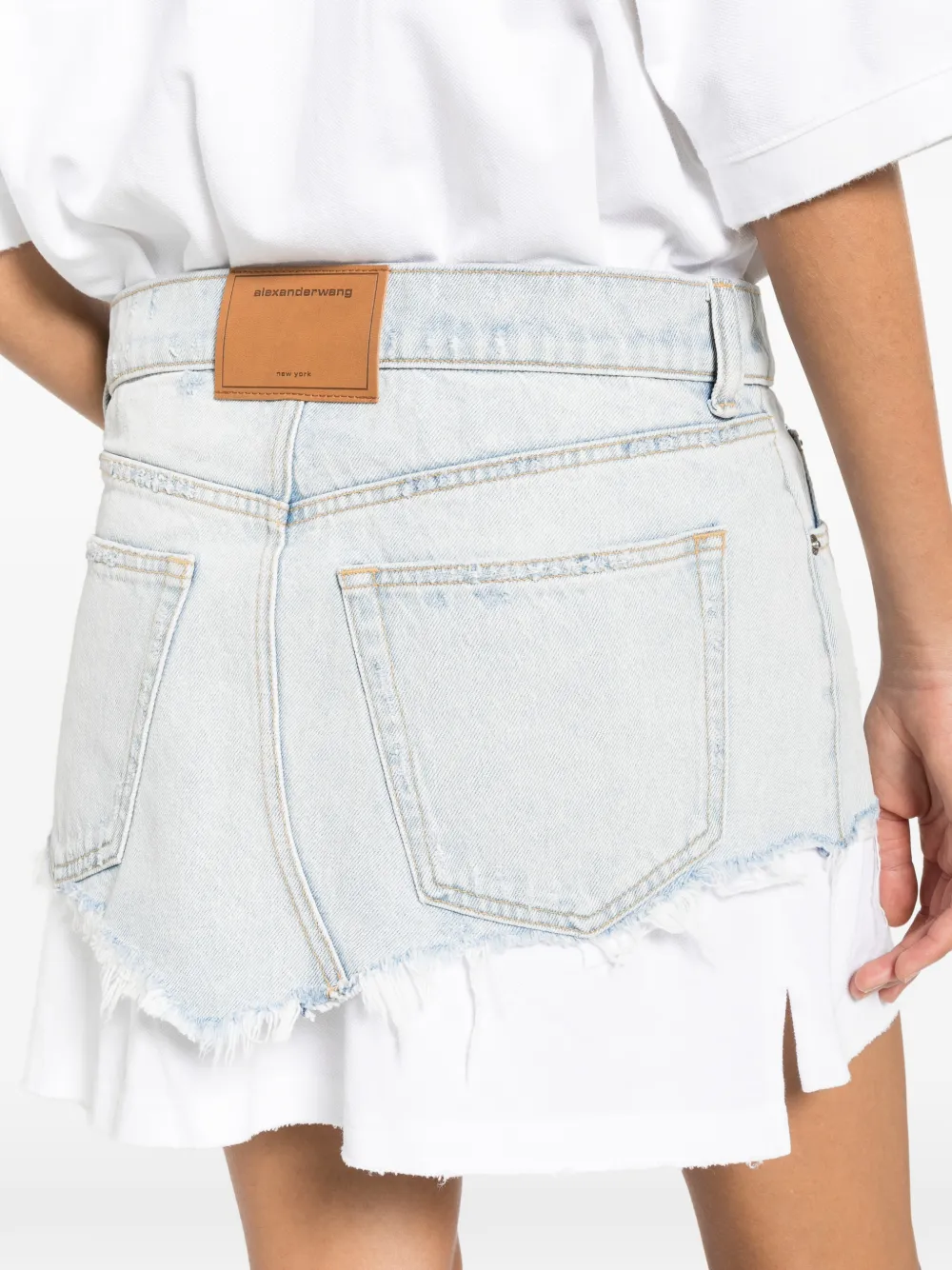 Alexander Wang Gelaagde mini-jurk met denim vlak Wit