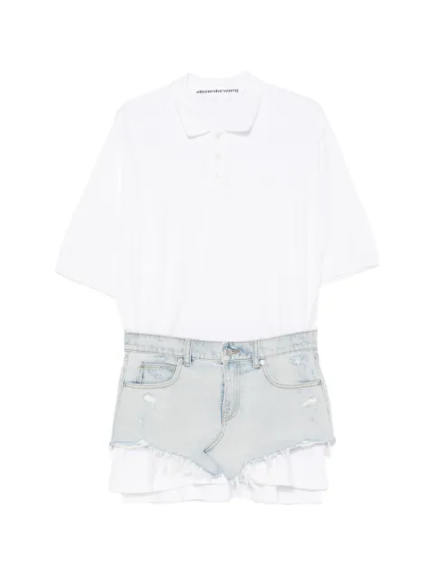 Alexander Wang layered denim-panel mini dress