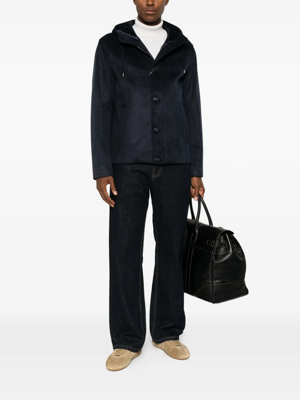 Herno Jack met capuchon en knoopsluiting Blauw