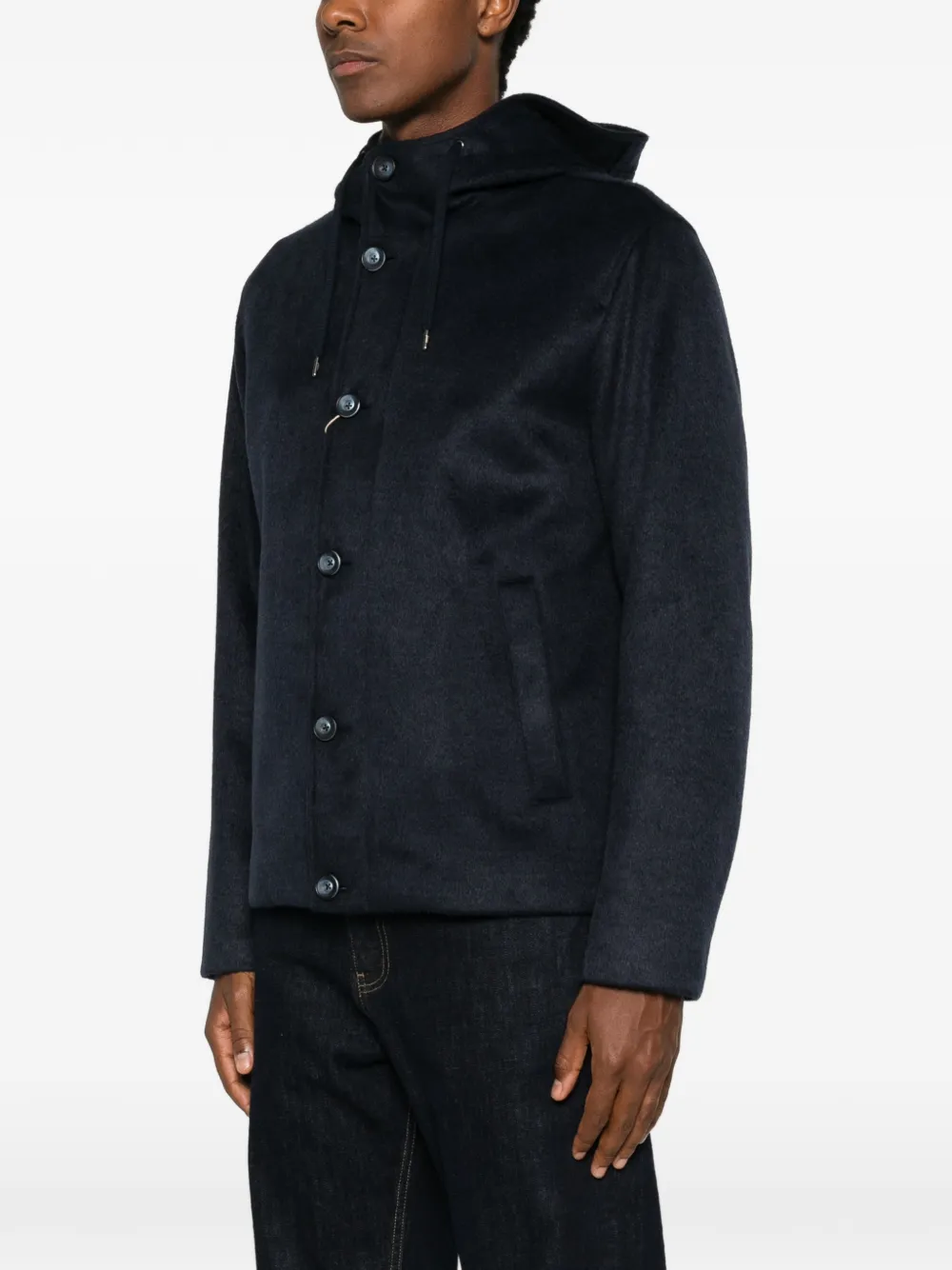 Herno Jack met capuchon en knoopsluiting Blauw