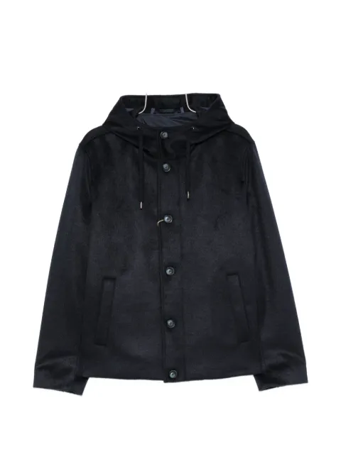 Herno hooded button-fastening jacket