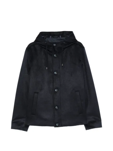 Herno hooded button-fastening jacket