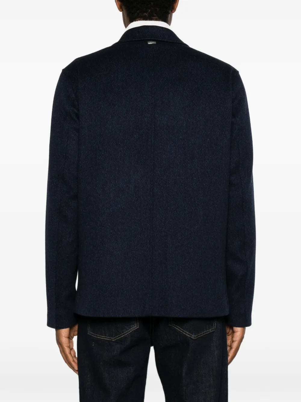 Herno Button-up jack met klepzak op de borst Blauw