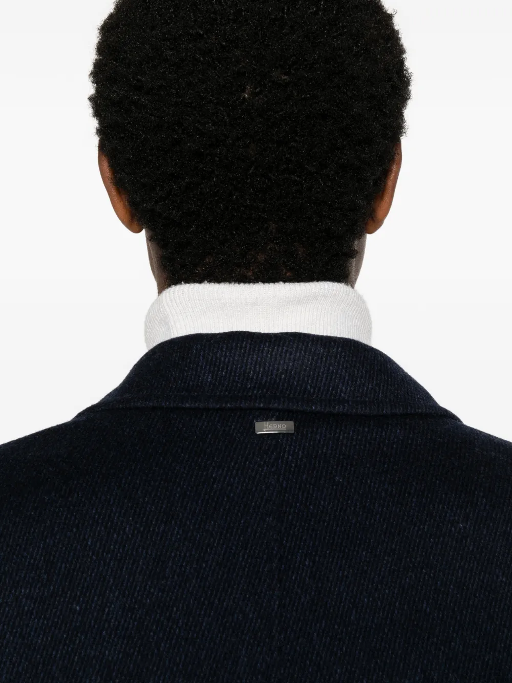 Herno Button-up jack met klepzak op de borst Blauw