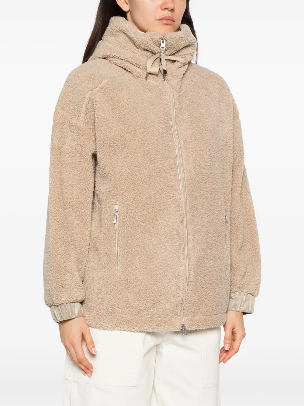 Parajumpers fleece logo-patch jacket Beige