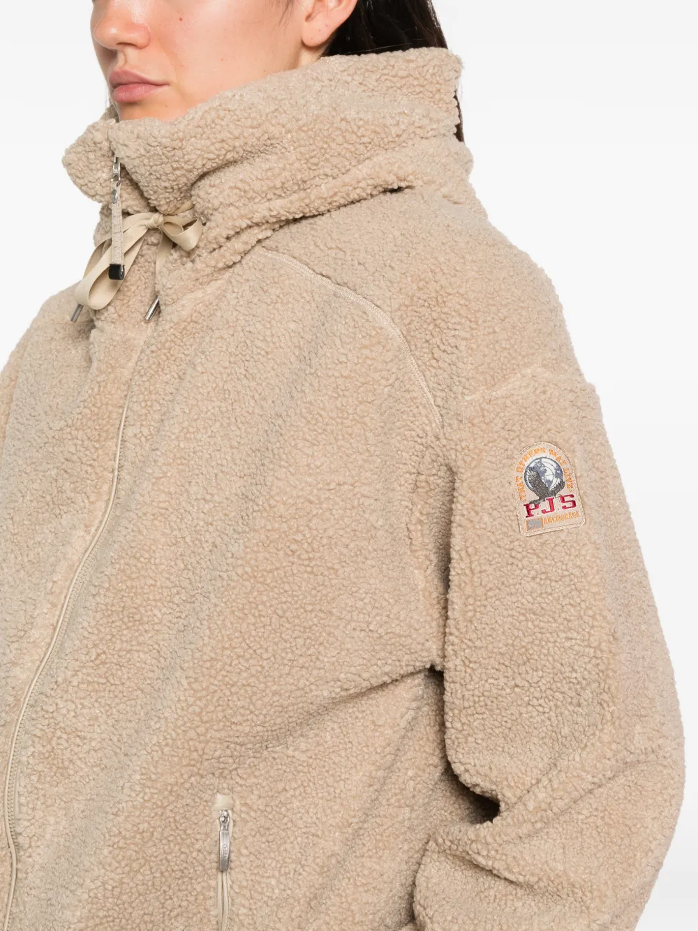 Parajumpers fleece logo-patch jacket Beige