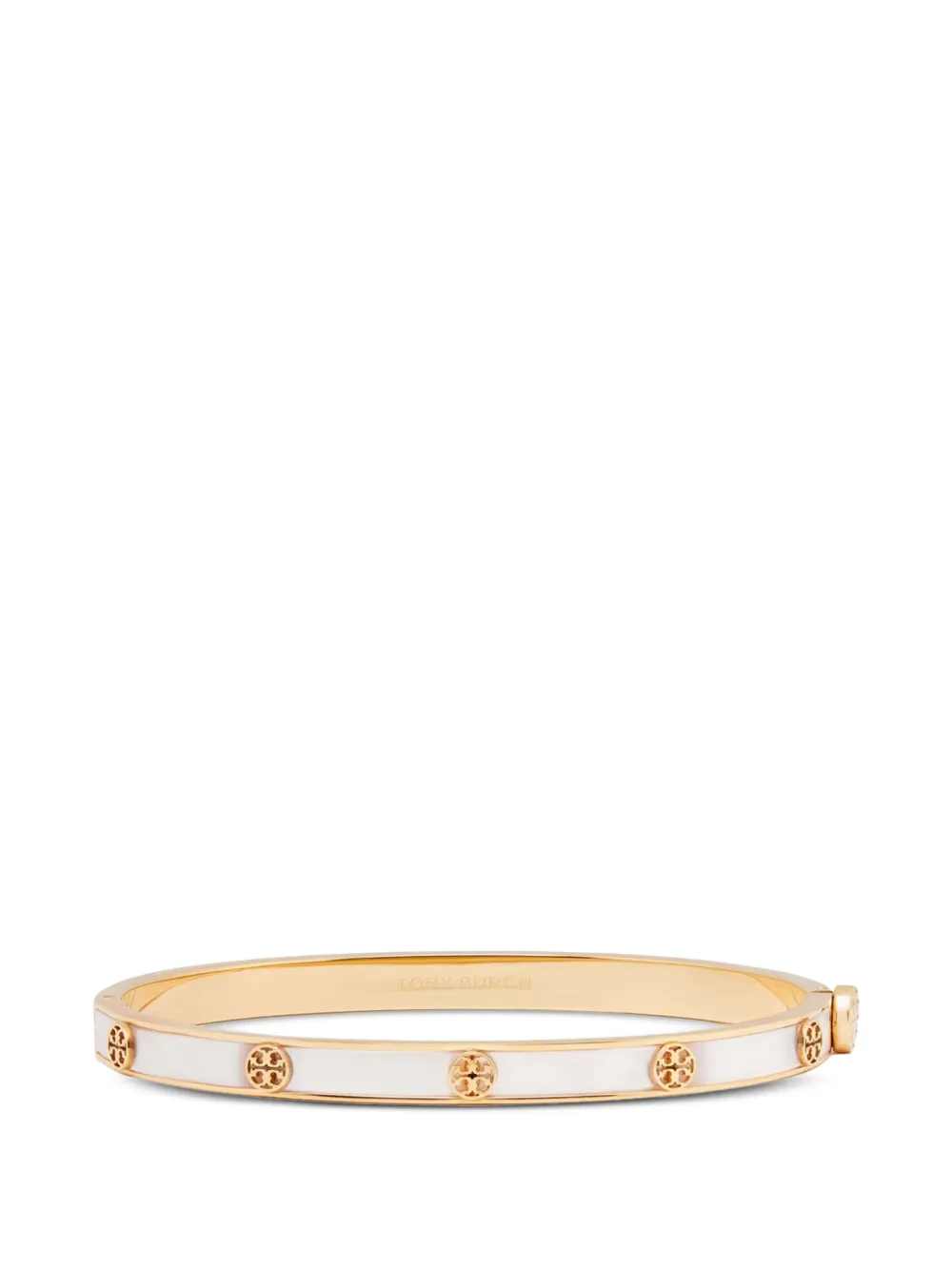 Tory Burch thin Icon mother of pearl hinge bracelet - Oro