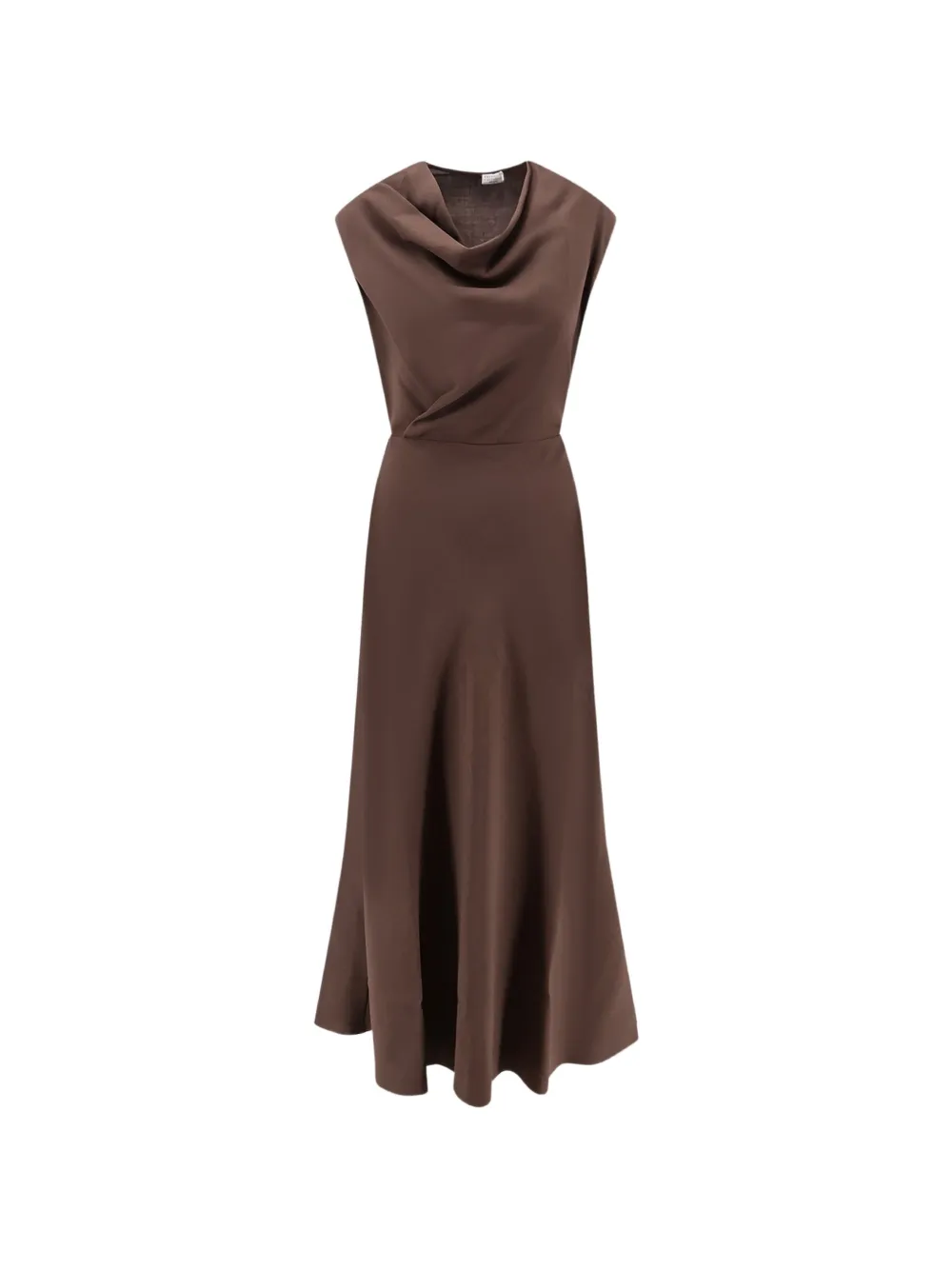 Brunello Cucinelli cowl-neck sleeveless dress - Marrone
