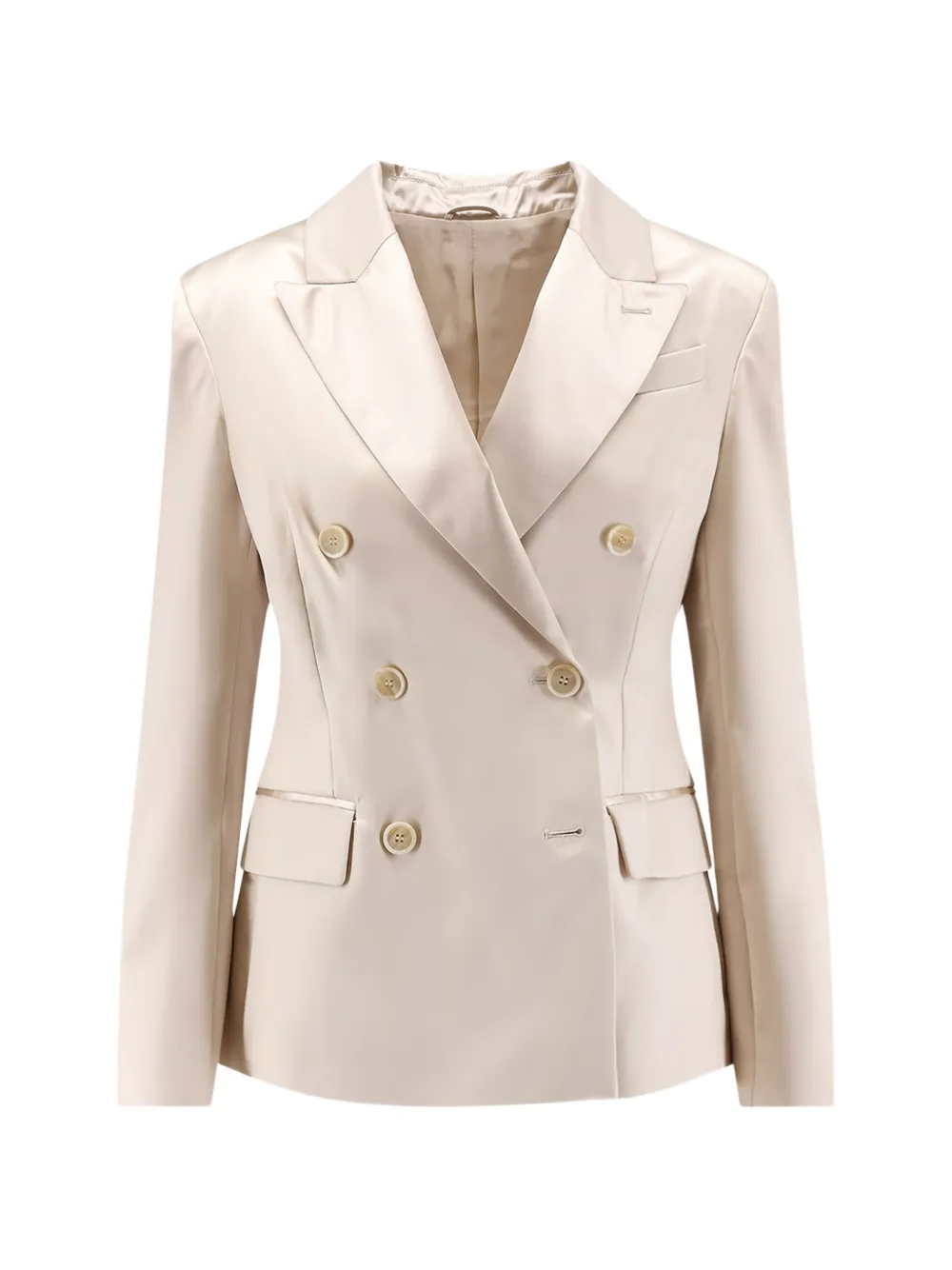 Brunello Cucinelli double-breasted satin-finish blazer - Nude
