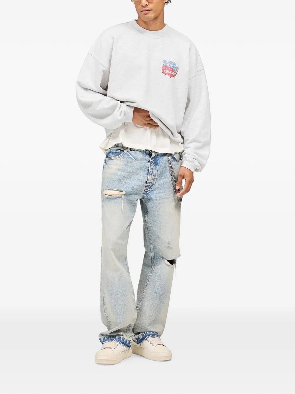 Represent Katoenen sweater met print Grijs
