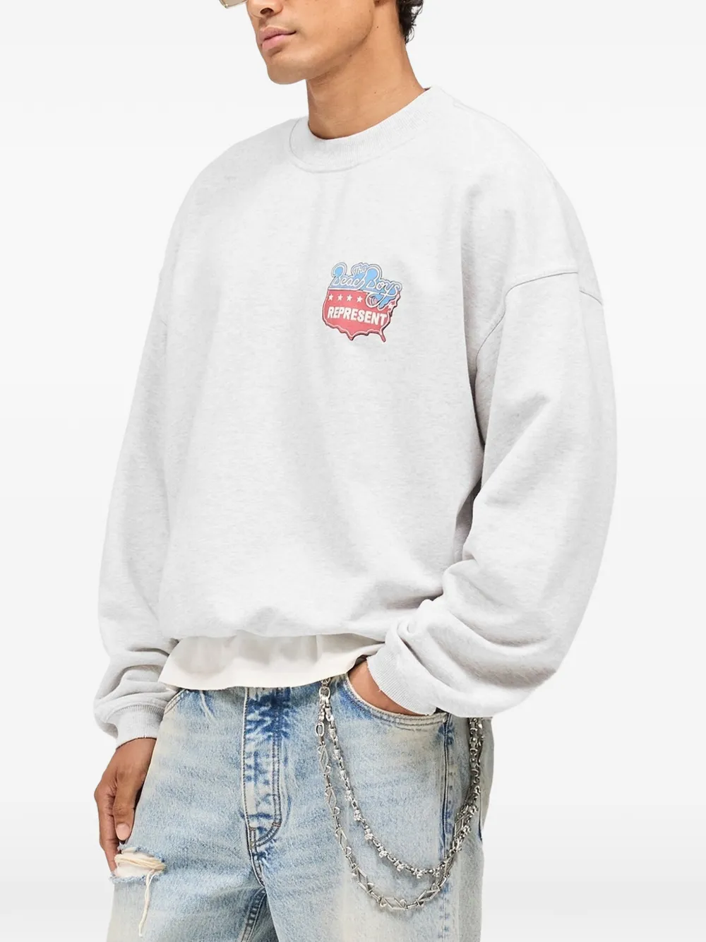 Represent Katoenen sweater met print Grijs