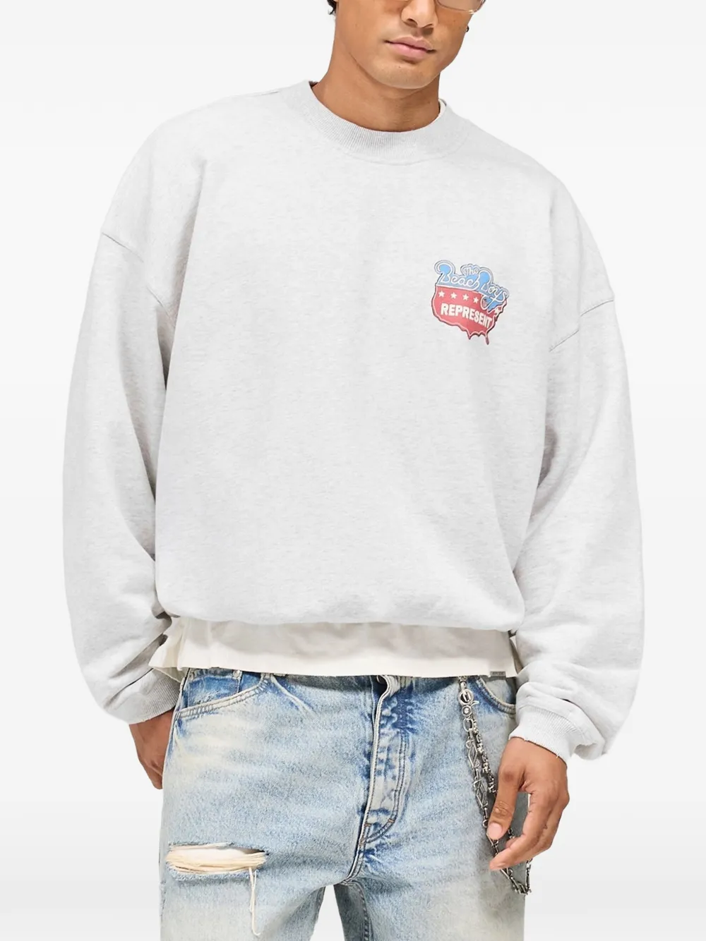Represent Katoenen sweater met print Grijs