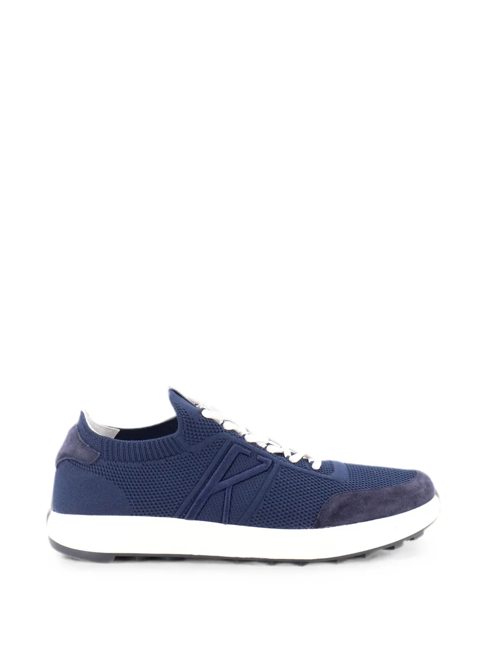 Kiton knitted suede-panel sneakers - Blu