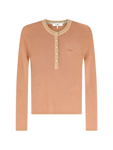 Chloé Henley ribbed-knit T-shirt