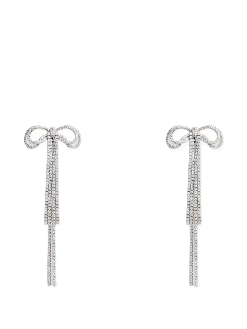 Self-Portrait crystal-embellished bow earrings - Argento