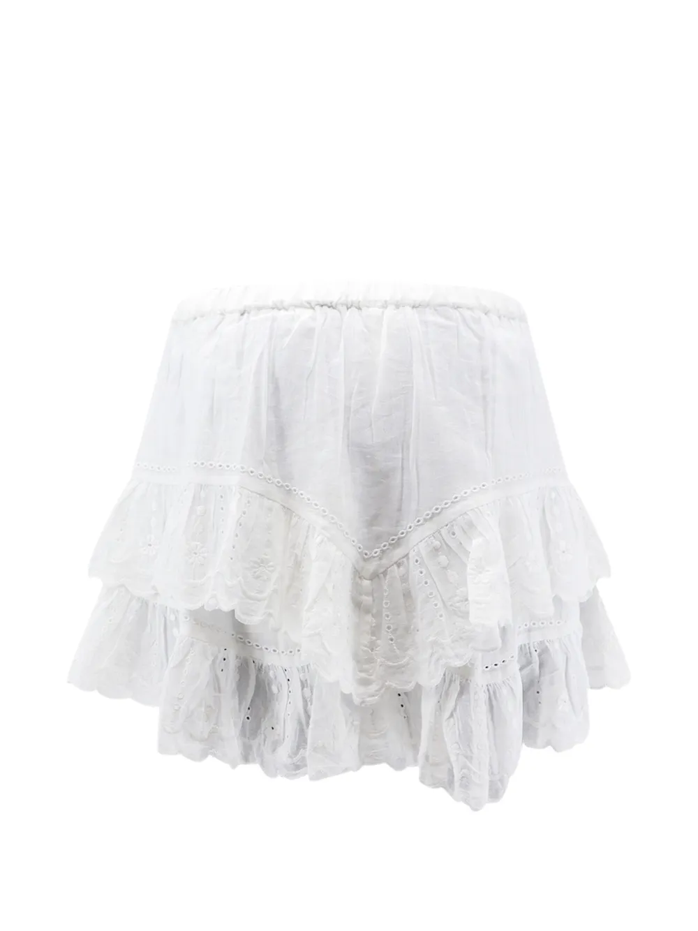 MARANT ÉTOILE Jocadia broderie-anglaise ruffled shorts - Bianco