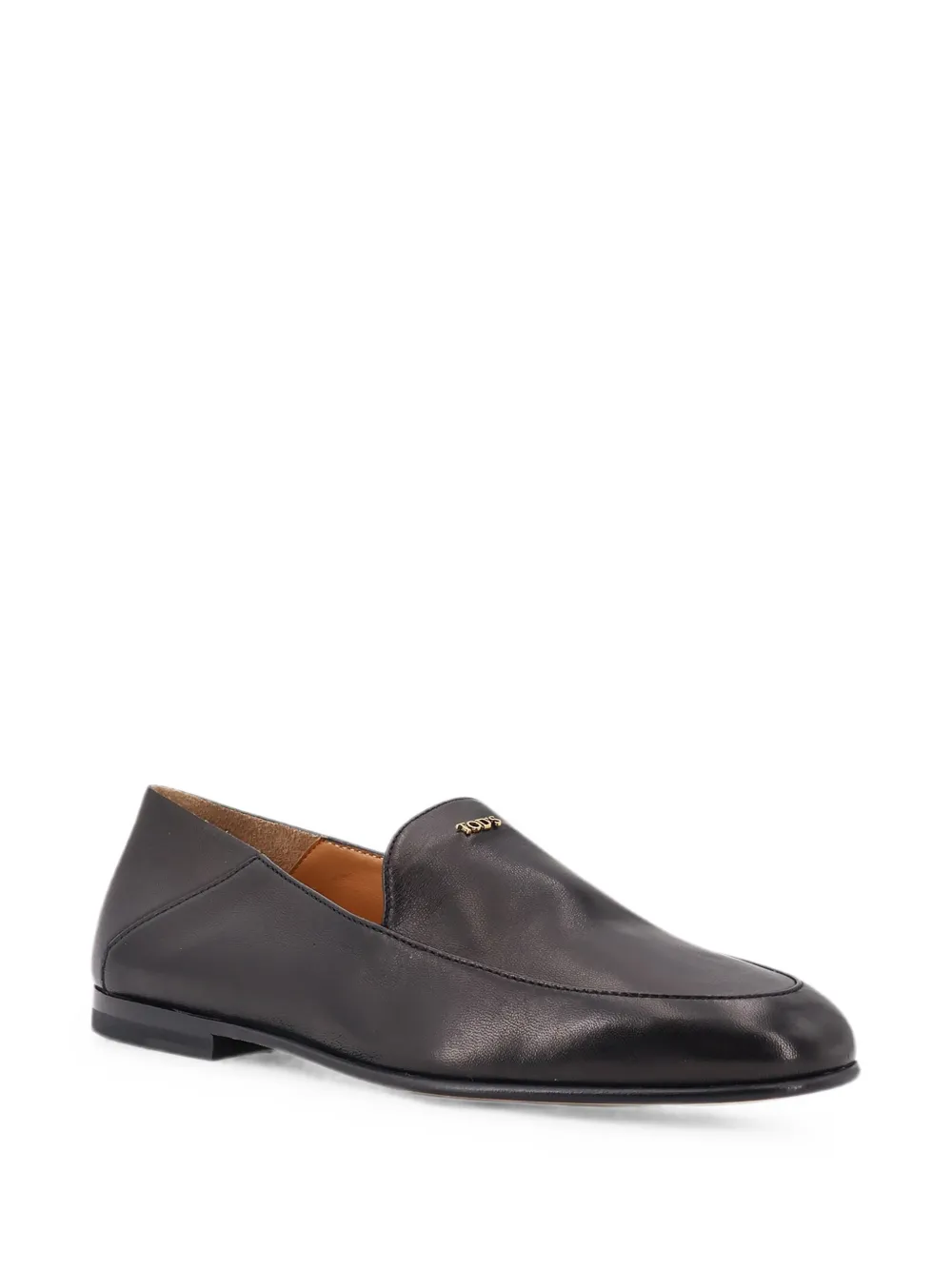 Tod's logo-lettering leather loafers Zwart