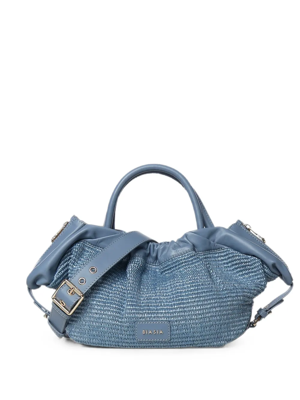 BIASIA woven-design logo-patch handbag - Blu