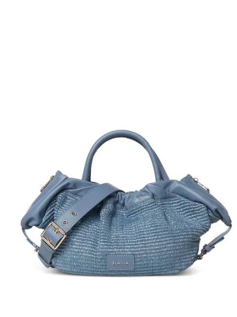 BIASIA Bolsa de mão trançada com patch de logo