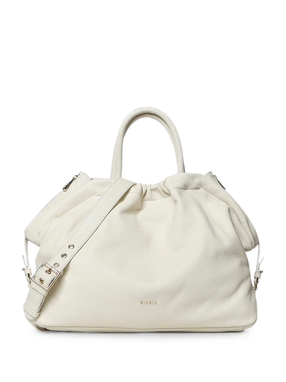 BIASIA logo-detail grained handbag - Toni neutri