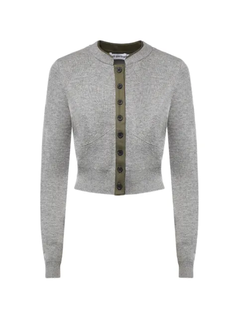 Self-Portrait grey contrast placket cardigan