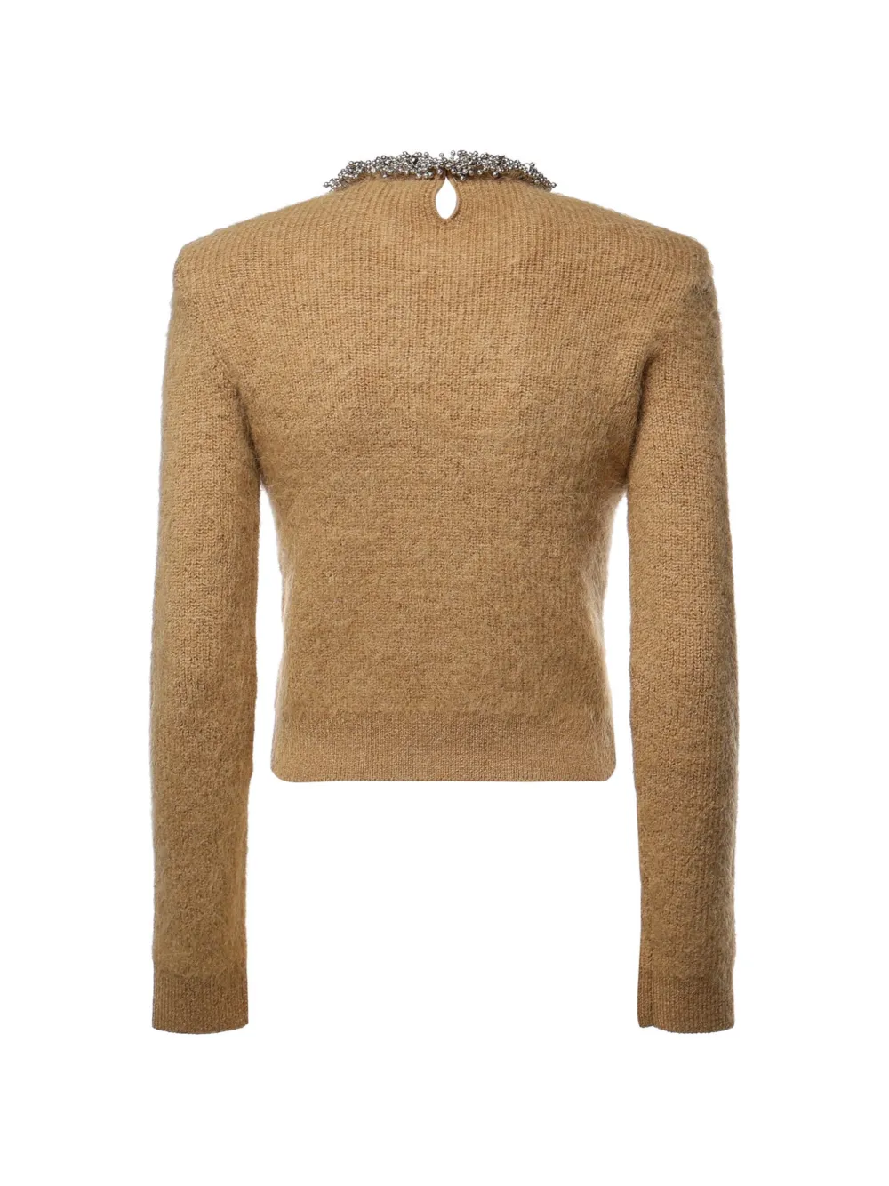 Self-Portrait Gebreide trui met verfraaide hals Beige