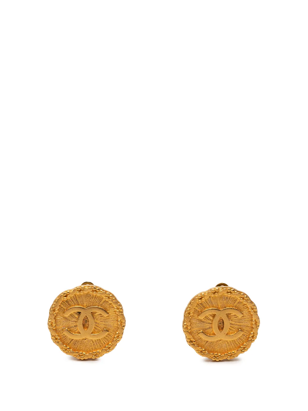 CHANEL Pre-Owned 1995 CC Gold Plated Round Clip On Earrings costume earrings