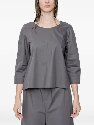 MM6 Maison Margiela logo-print mesh-panel Blouse | Grey | FARFETCH UZ