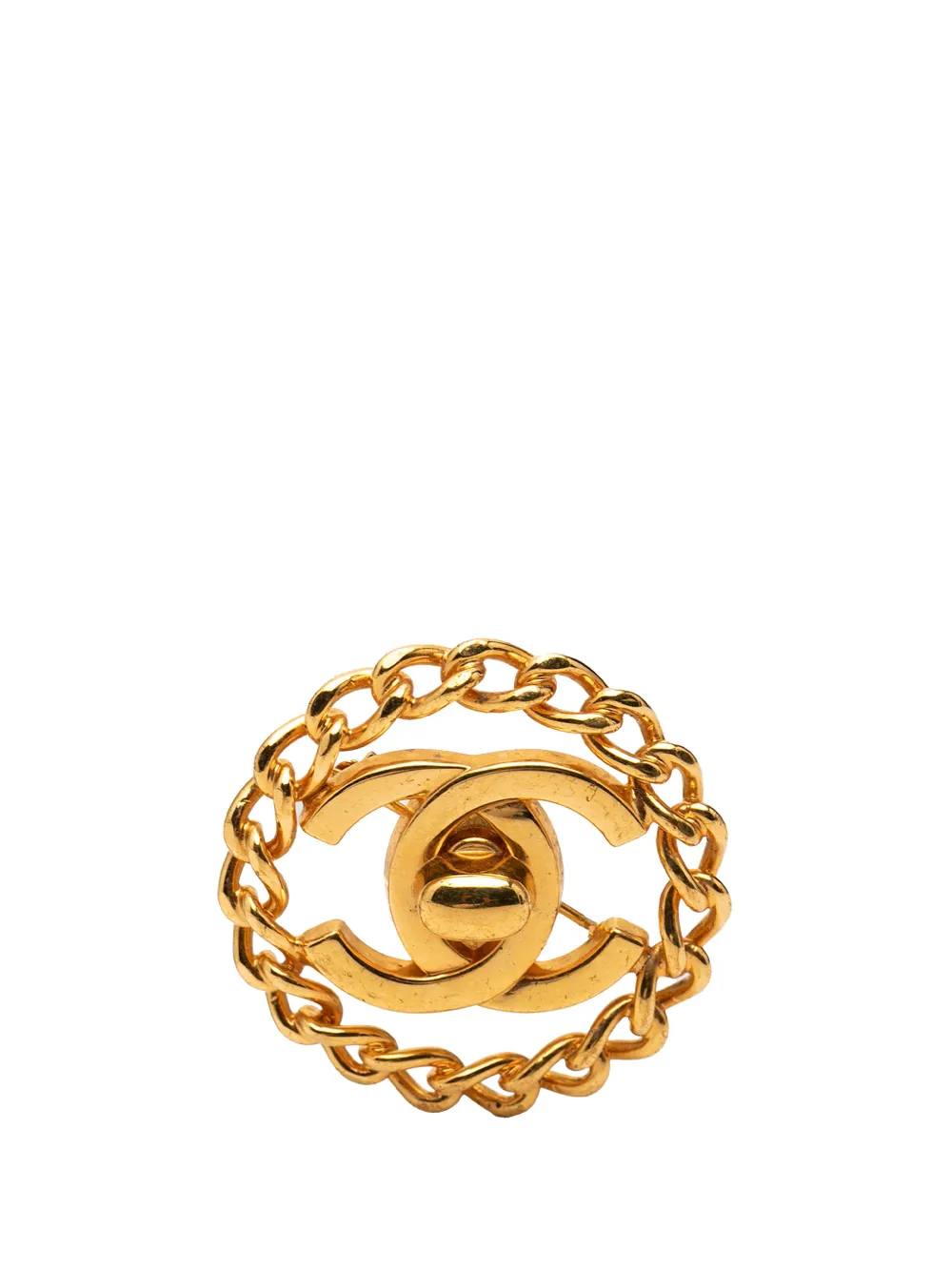 CHANEL Pre-Owned 1997 Gold Plated CC Turnlock Chain Brooch costume brooch - Oro