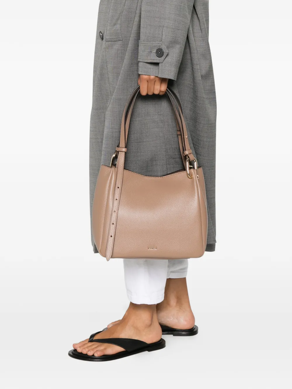 Furla Nuvola leren shopper Beige
