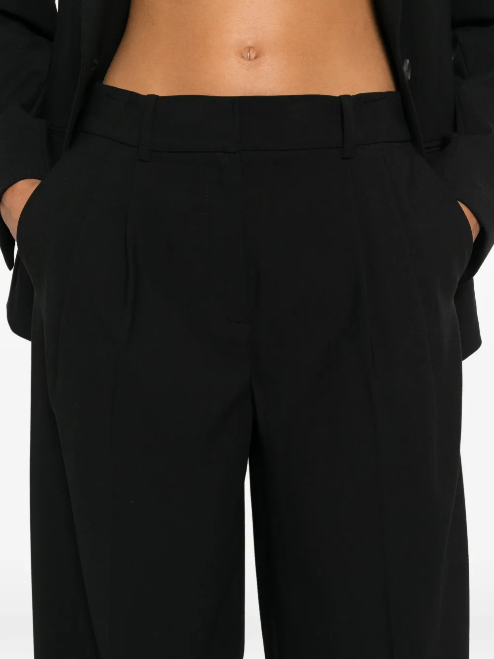 Calvin Klein Plooibroek met wijde pijpen Zwart