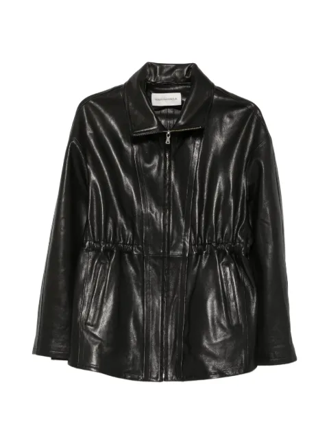 Nour Hammour drawstring-waist leather jacket