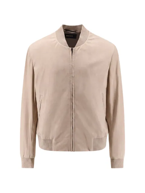 BOSS leather bomber jacket