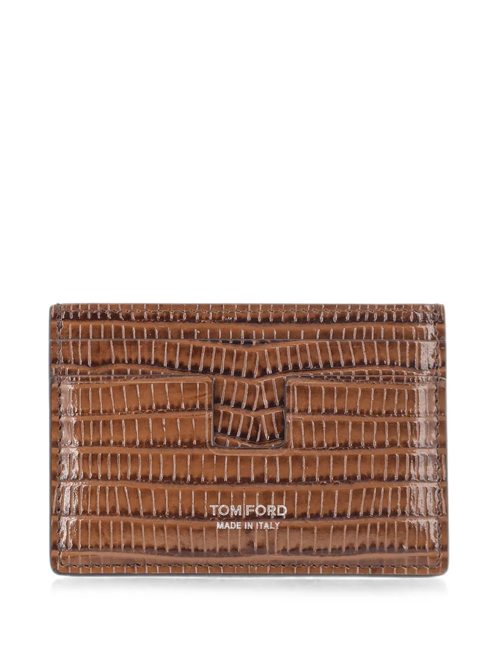 TOM FORD Tejus T Line klassieke pasjeshouder met print Bruin
