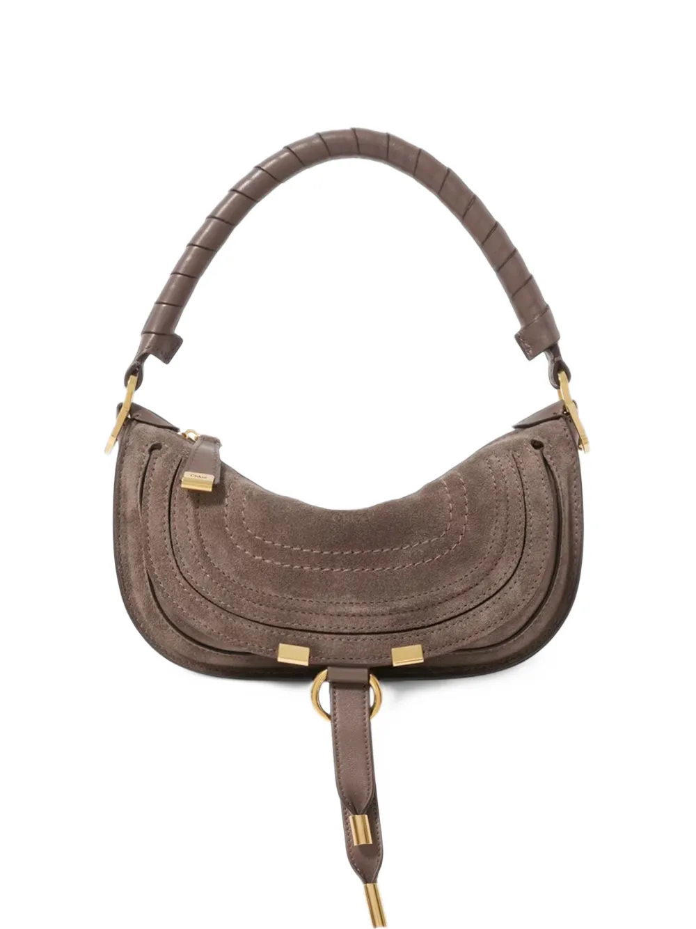 Chloé mini Marcie shoulder bag in suede leather - Grigio