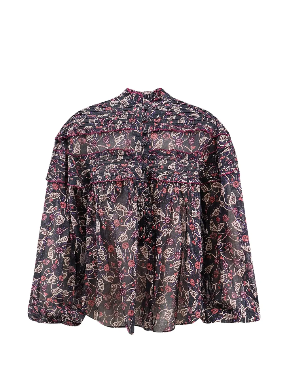 MARANT ÉTOILE Doane floral-print ruffled blouse - Nero