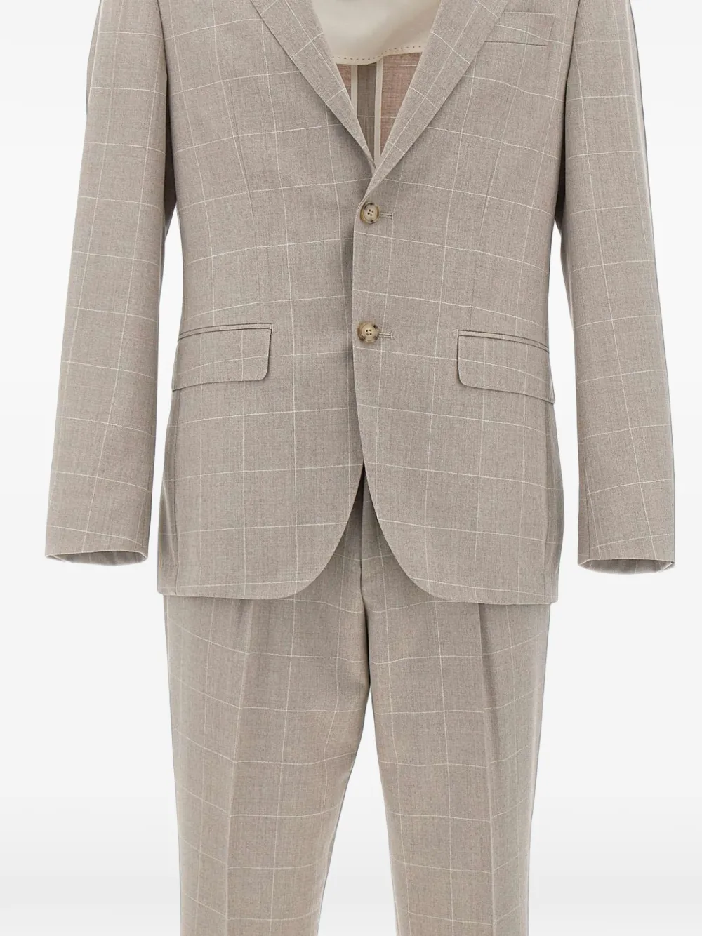 BOSS Tweekleurig slim-fit pak van geruite Italiaanse wol Beige