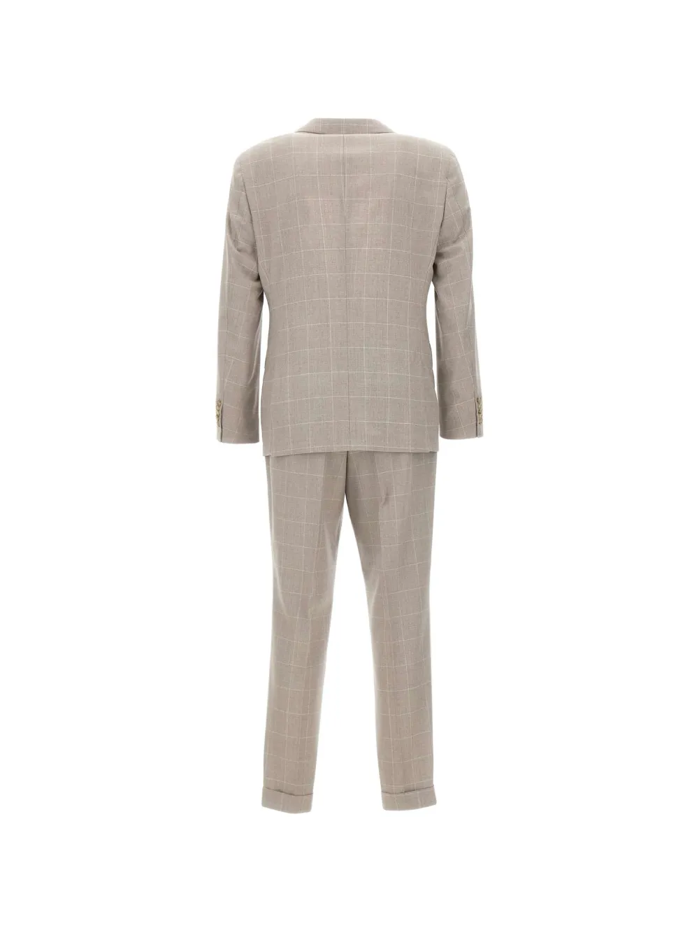 BOSS Tweekleurig slim-fit pak van geruite Italiaanse wol Beige