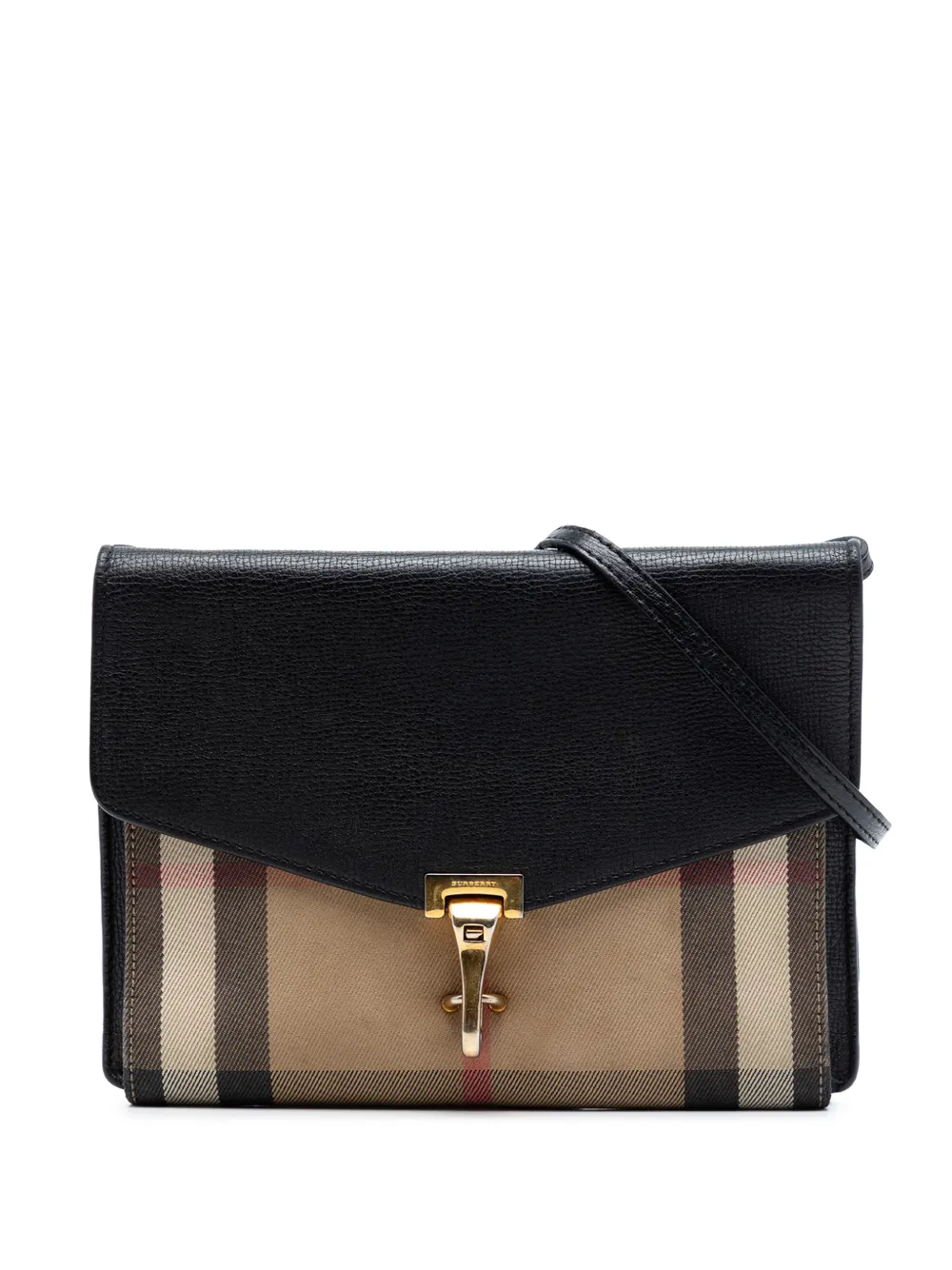 Burberry Pre-Owned 2000-2017 Small Leather and House Check Canvas Derby Macken crossbody bag - Nero