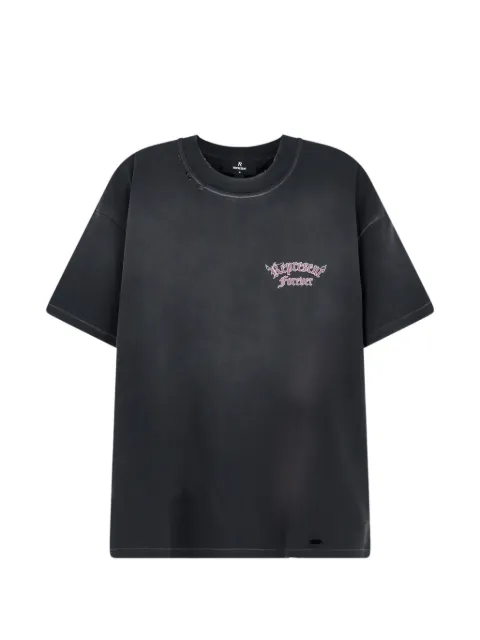 Represent T-shirt med tryk og slitageeffekt
