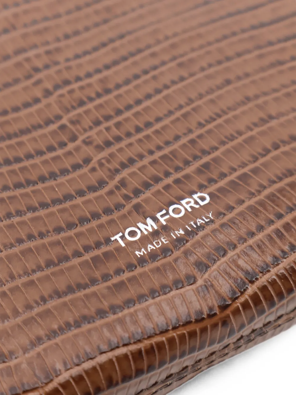 TOM FORD lizard-effect Leather Pouch | Brown | FARFETCH