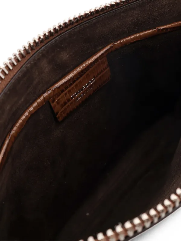 TOM FORD lizard-effect Leather Pouch | Brown | FARFETCH