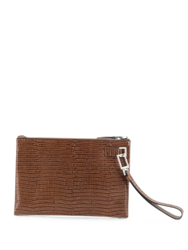 TOM FORD lizard-effect Leather Pouch | Brown | FARFETCH