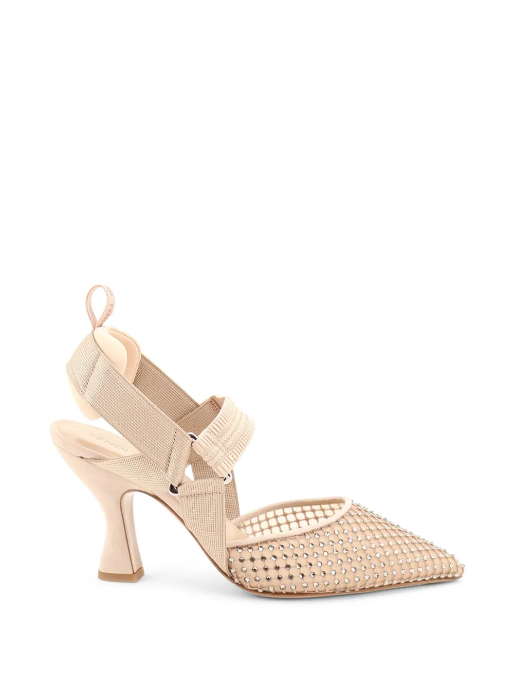 FENDI Colibrì nude mesh and suede high-heeled slingbacks pumps - Rosa