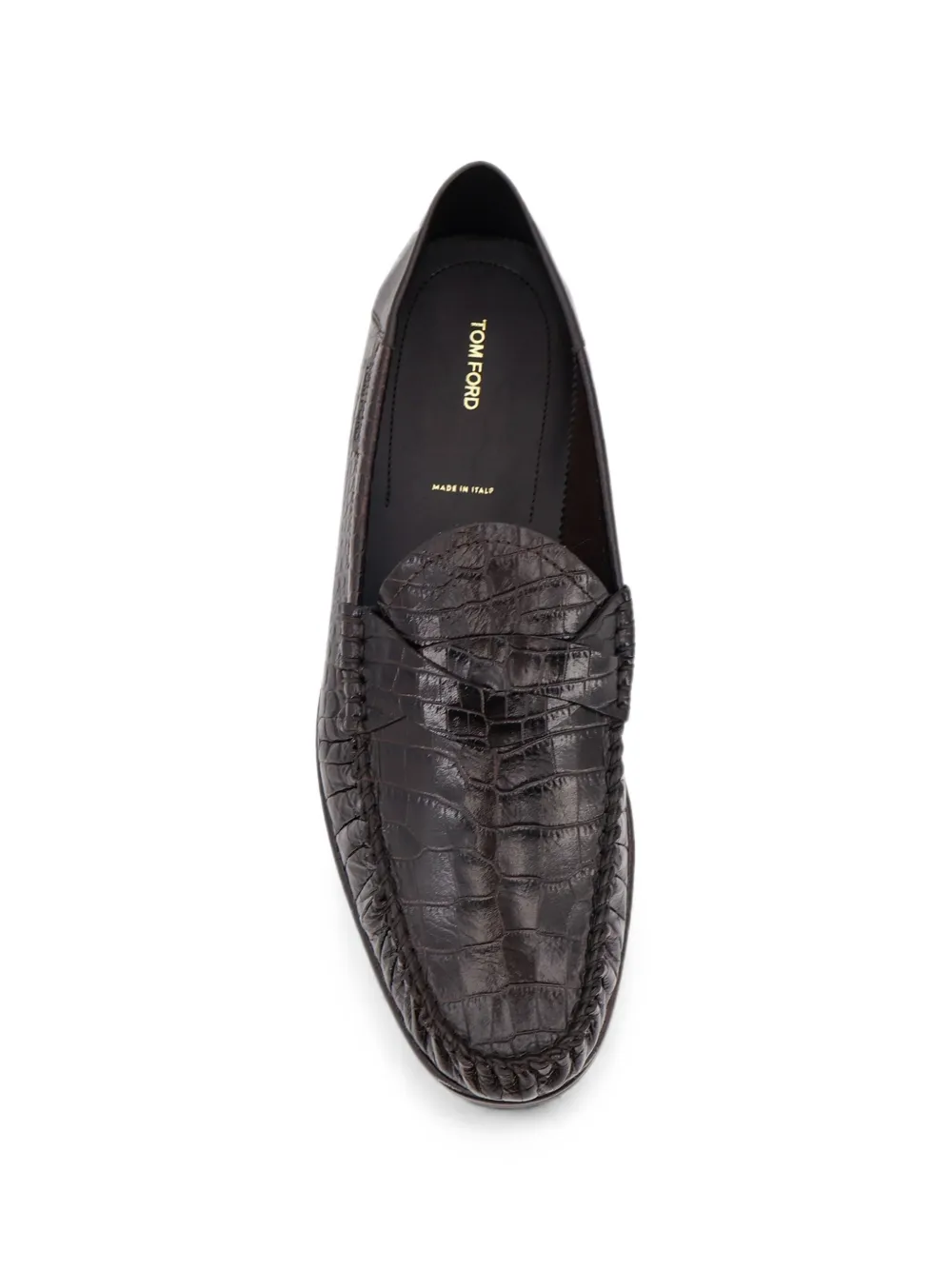 TOM FORD crocodile-effect penny loafers Bruin