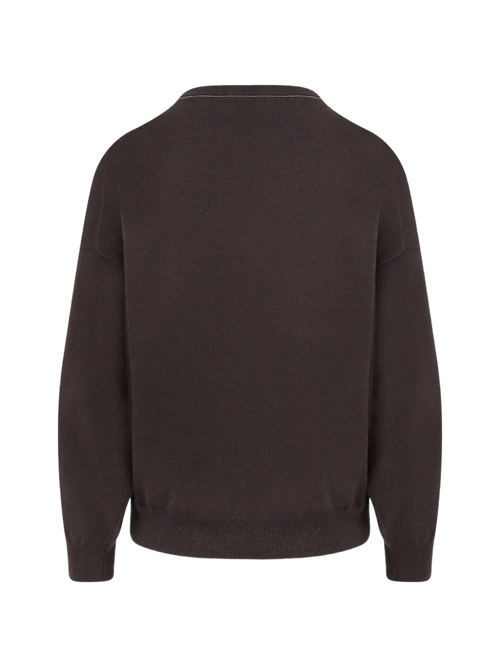 Brunello Cucinelli Trui met ronde hals en monili-ketting Bruin