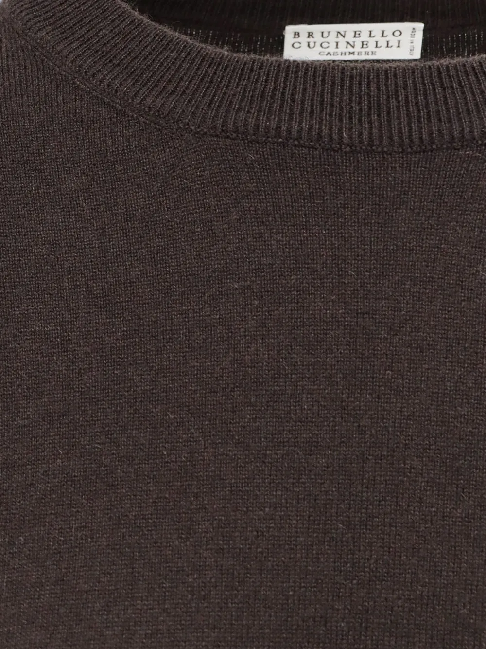 Brunello Cucinelli Trui met ronde hals en monili-ketting Bruin