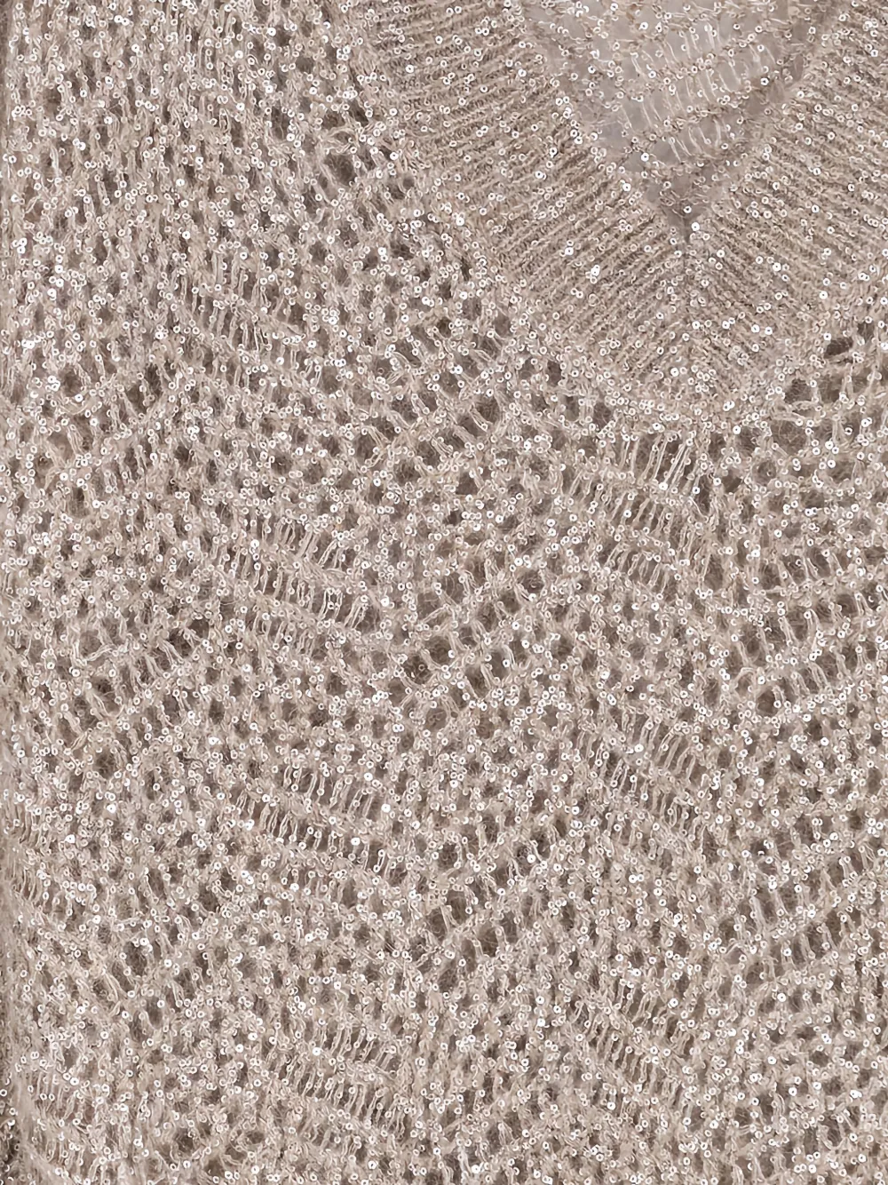 Brunello Cucinelli Opengebreide trui verfraaid met pailletten Beige