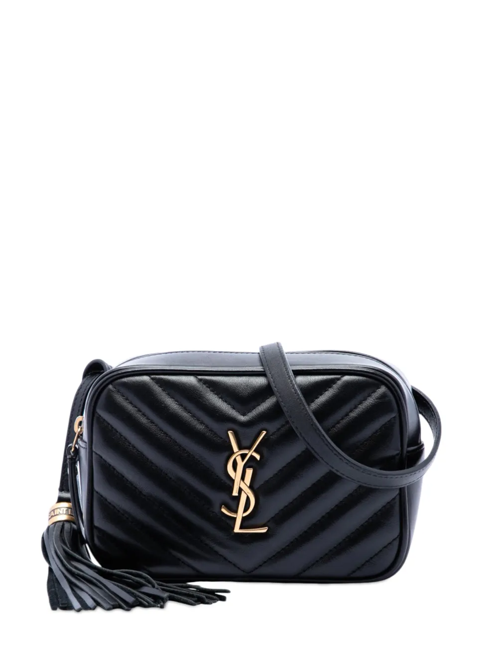 Saint Laurent Pre-Owned 2019 Mini Matelasse Calfskin Monogram Lou Tassel Camera Bag crossbody bag - Black
